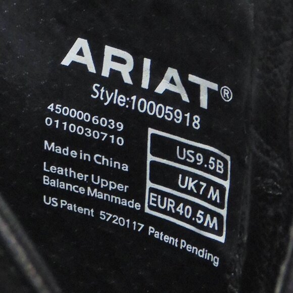 Ariat Tall Black Leather Cowboy Boots with Turquoise Embroidery - Picture 7 of 13